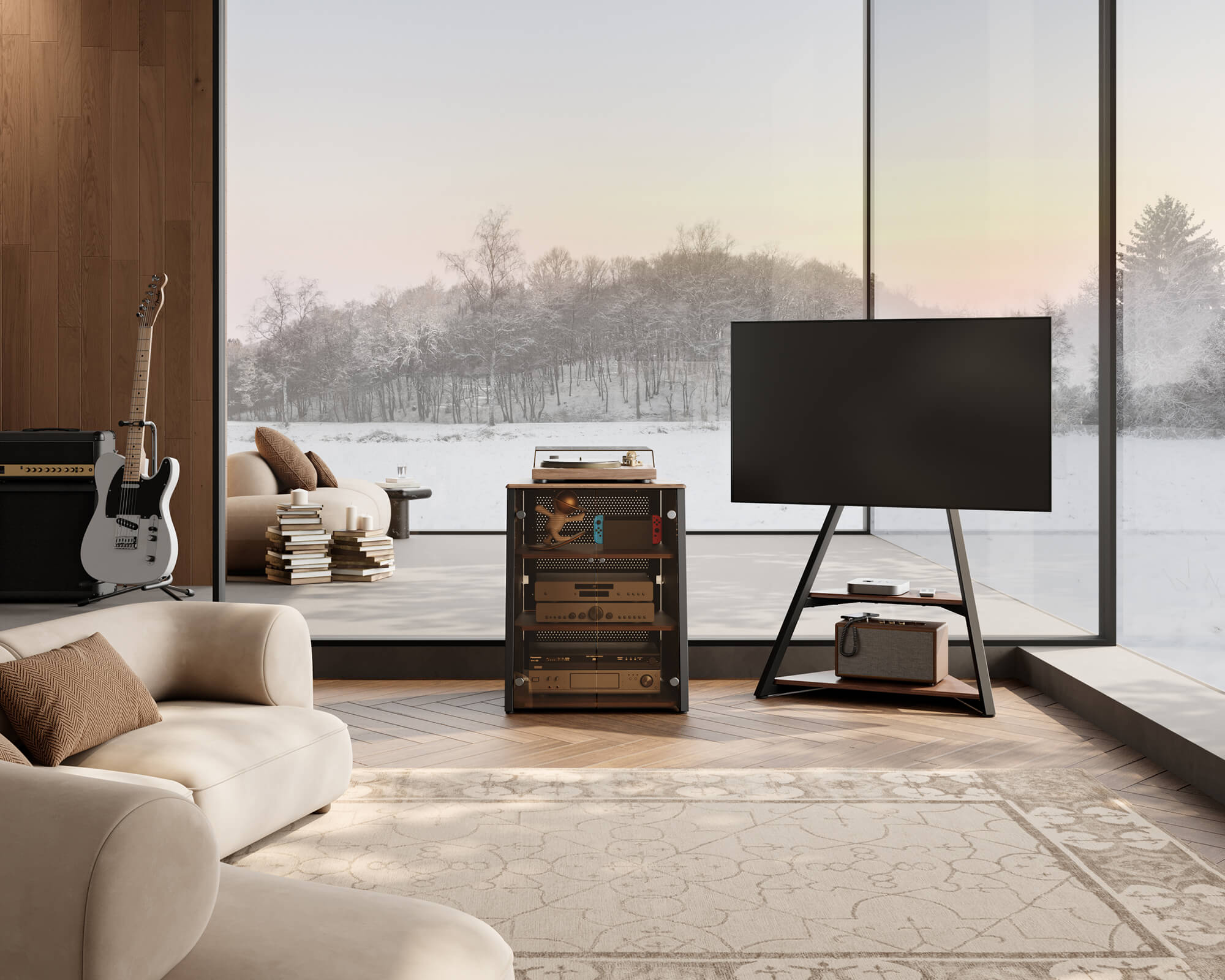 eiffel v2 as Meuble HIFI avec porte et eiffel ft88 Support TV à Roulettes