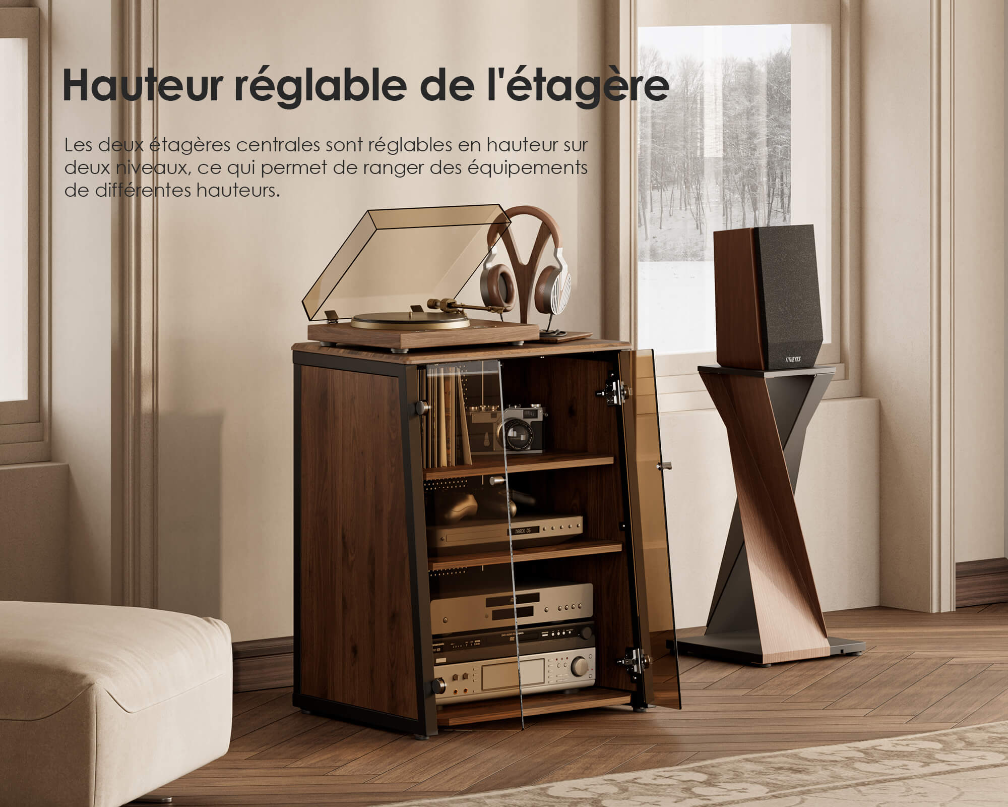 Hauteur réglable de l'étagère