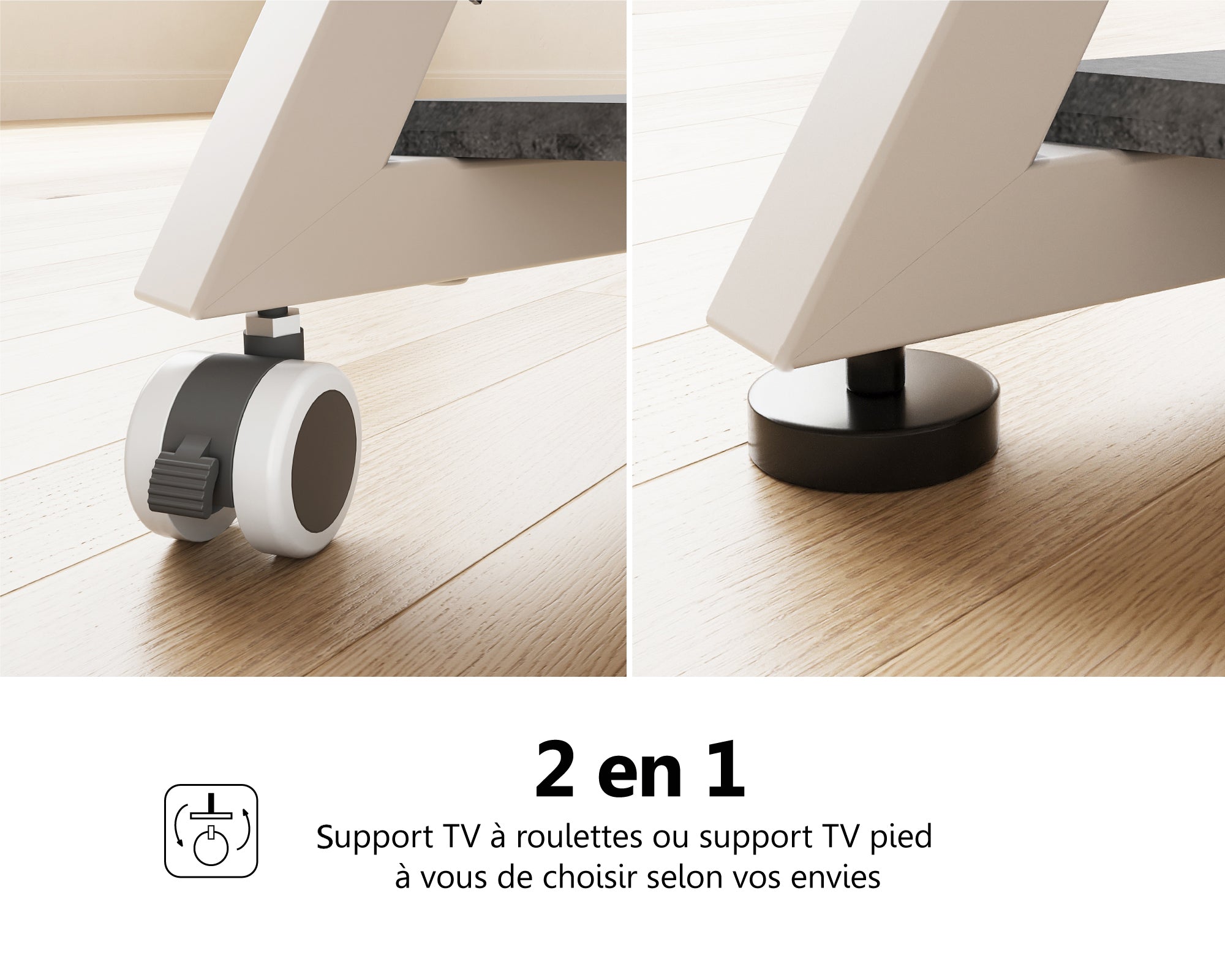 Support TV a roulettes ou support TV pied a vous de choisir selon vos envies