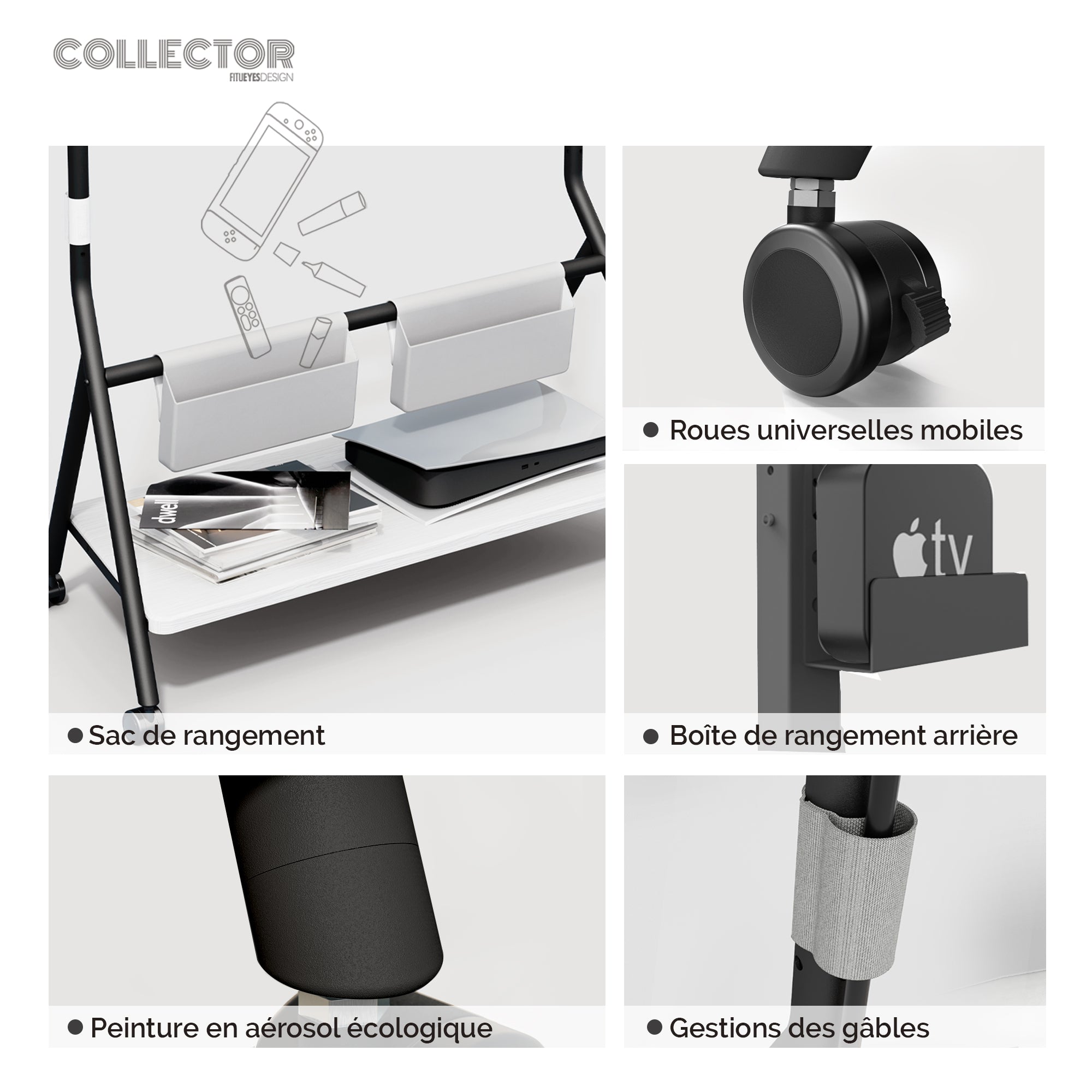 Collector TC88 Support TV à Roulettes