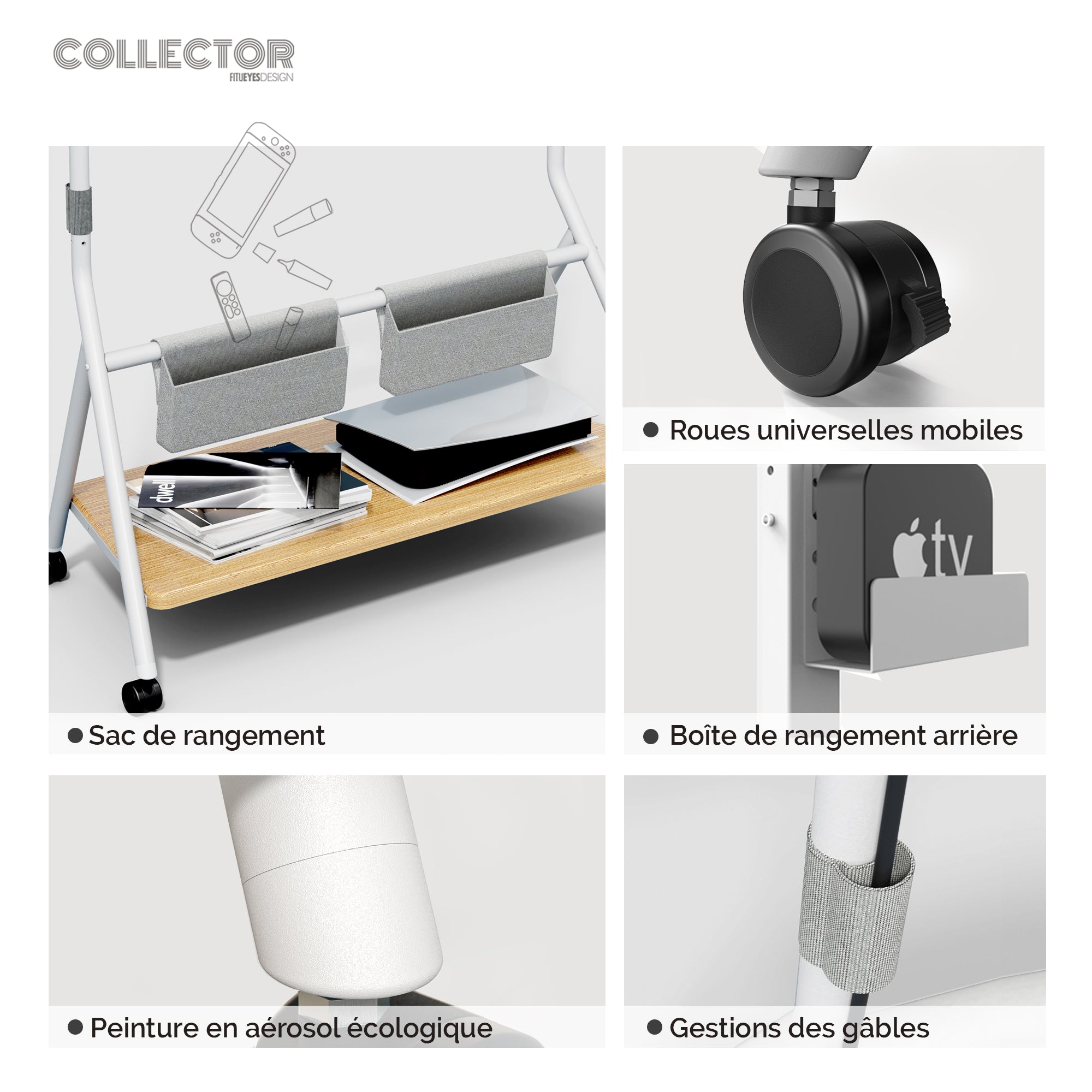 Collector TC88 Support TV à Roulettes