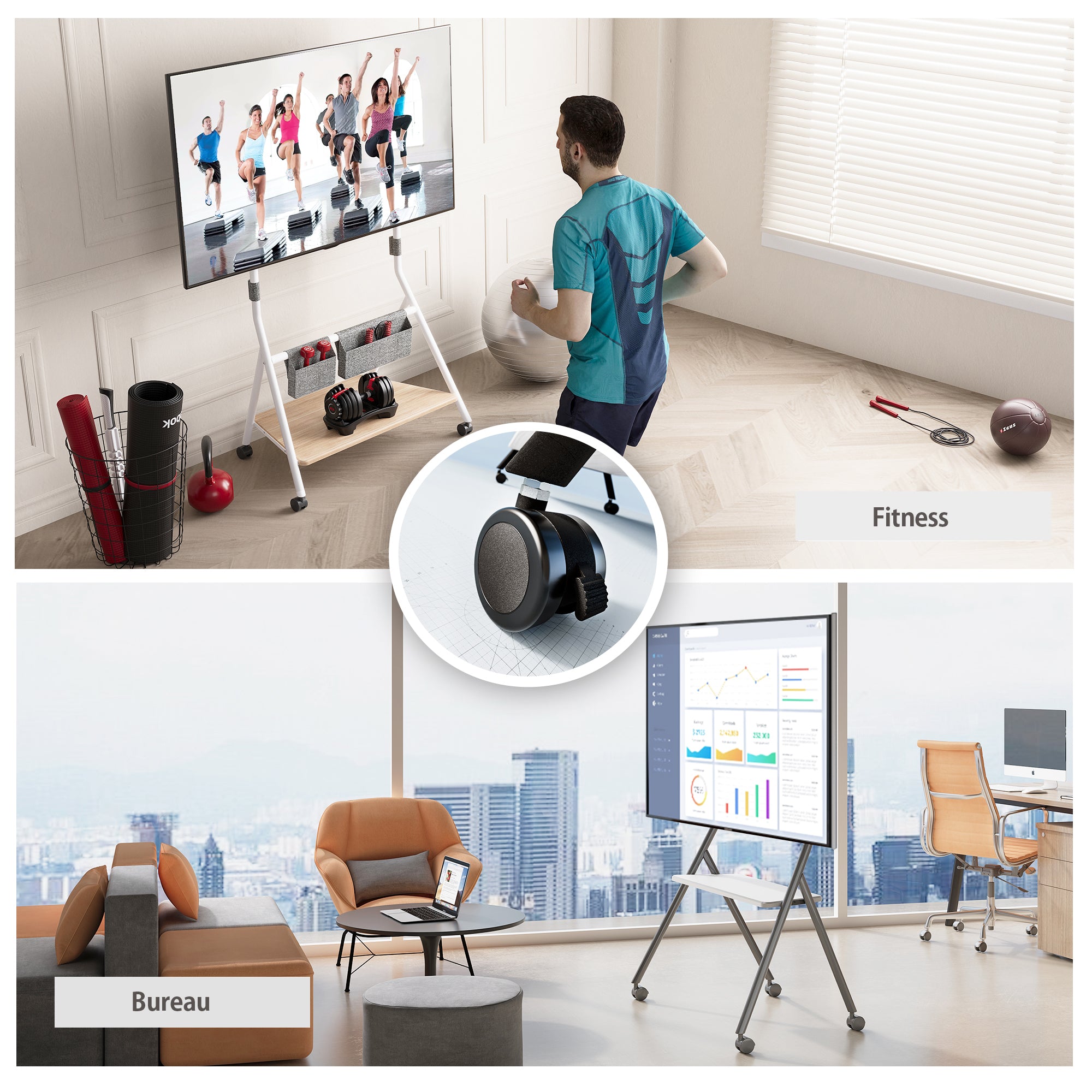 Collector TC88 Support TV à Roulettes