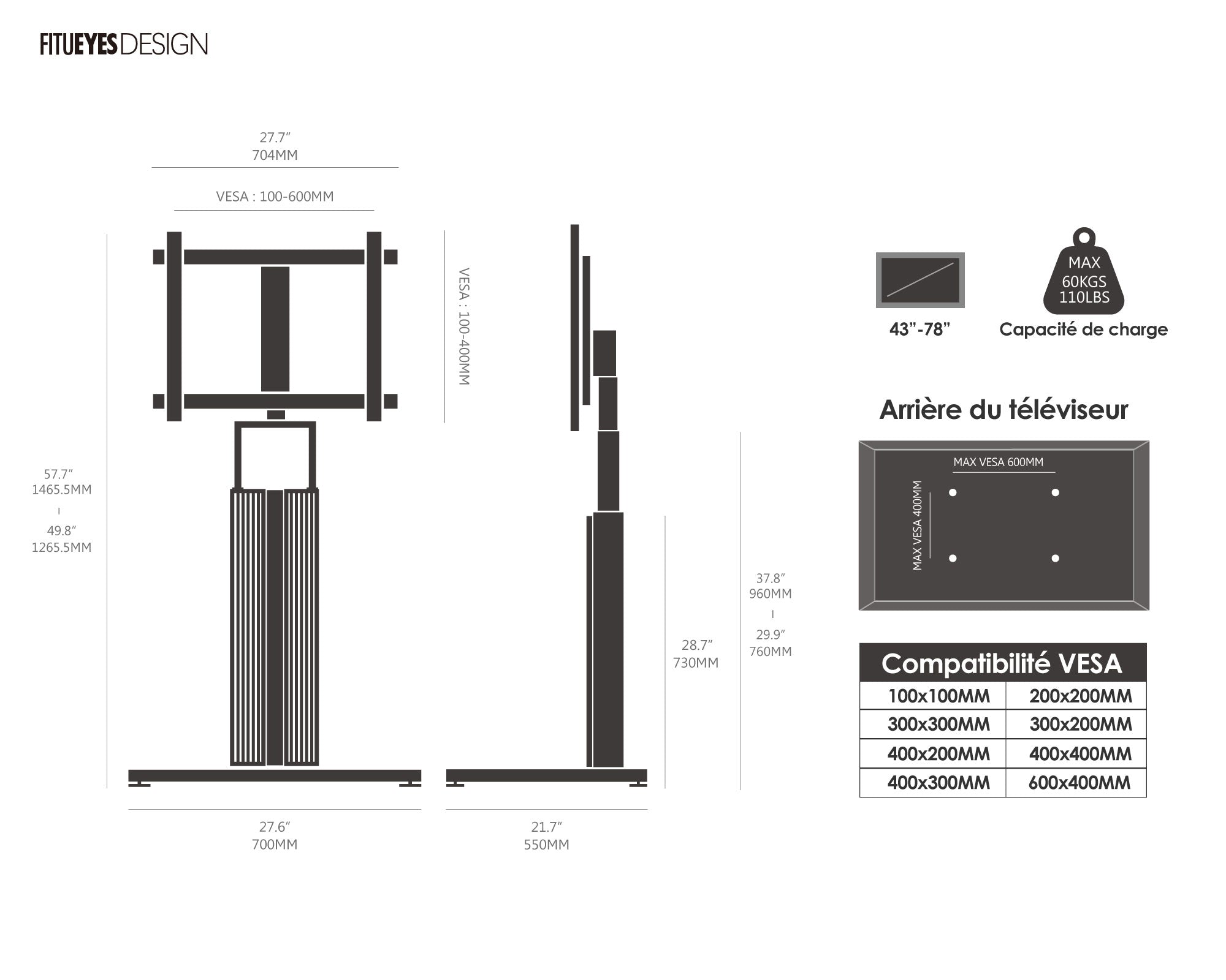Soporte para TV Cantor FT78 sobre pie