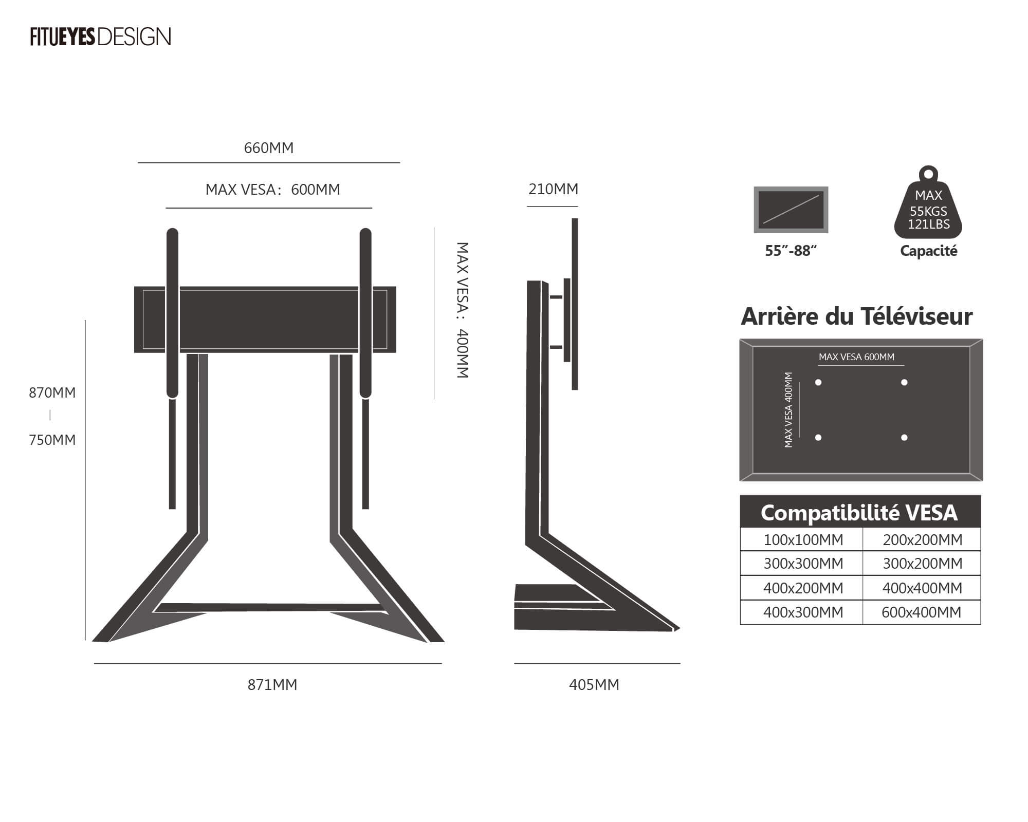 Dessin coté d'eiffel tt88  Support TV à Roulettes