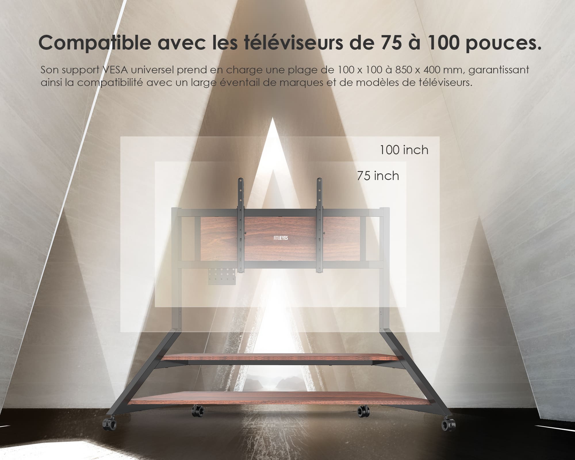Compatible avec les televiseurs de 75 a 100 pouces.