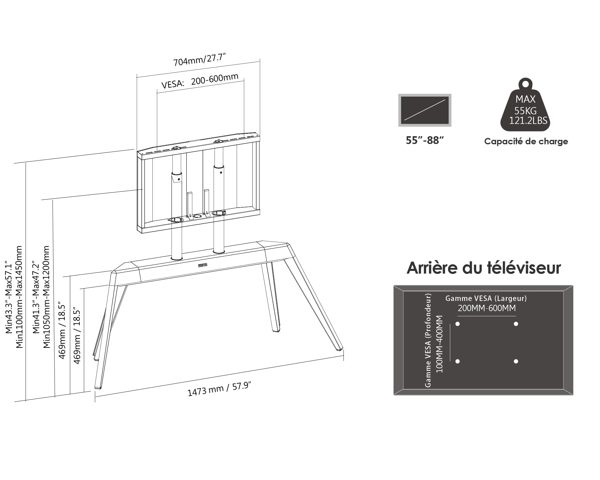 Picasso FT88 Support TV Sur Pied