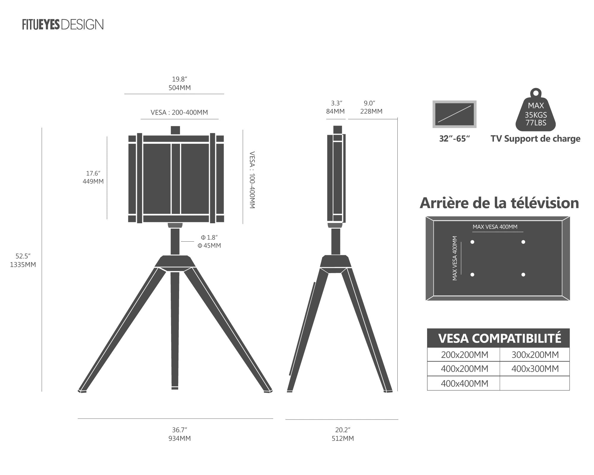 Picasso FT65 Support TV Sur Pied